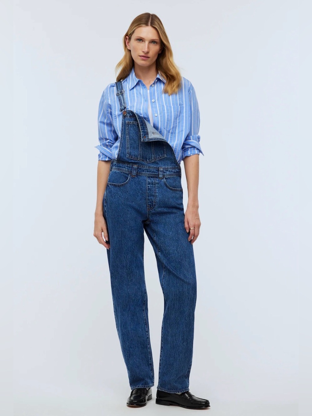 Madewell Petite Low-Slung Straight Overalls in Clifdon Wash, Size S/P